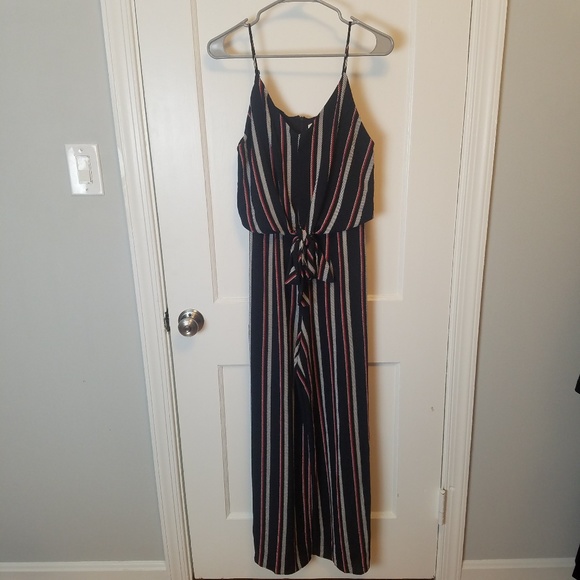 MONTEAU Wide Leg Jumpsuit Pant Romper Striped M - Picture 1 of 6